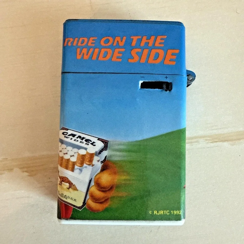 Vintage 1991 Camel Character Lighter The Wides Ride on the Wide Side Motorcycle